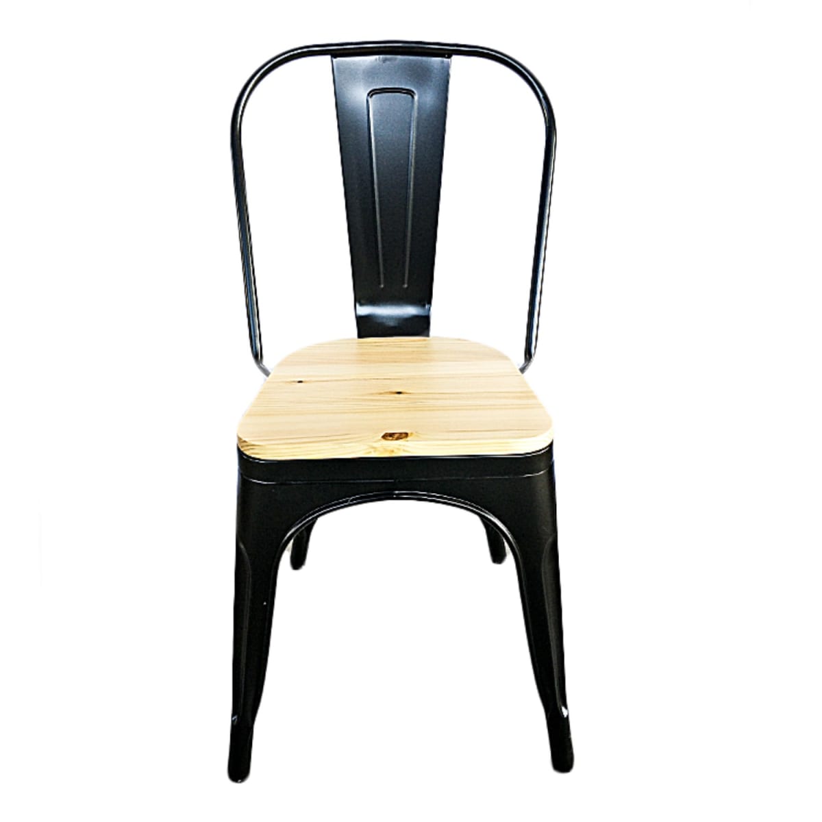 Silla Tolix Negro Asiento de Madera. Sin Caja2