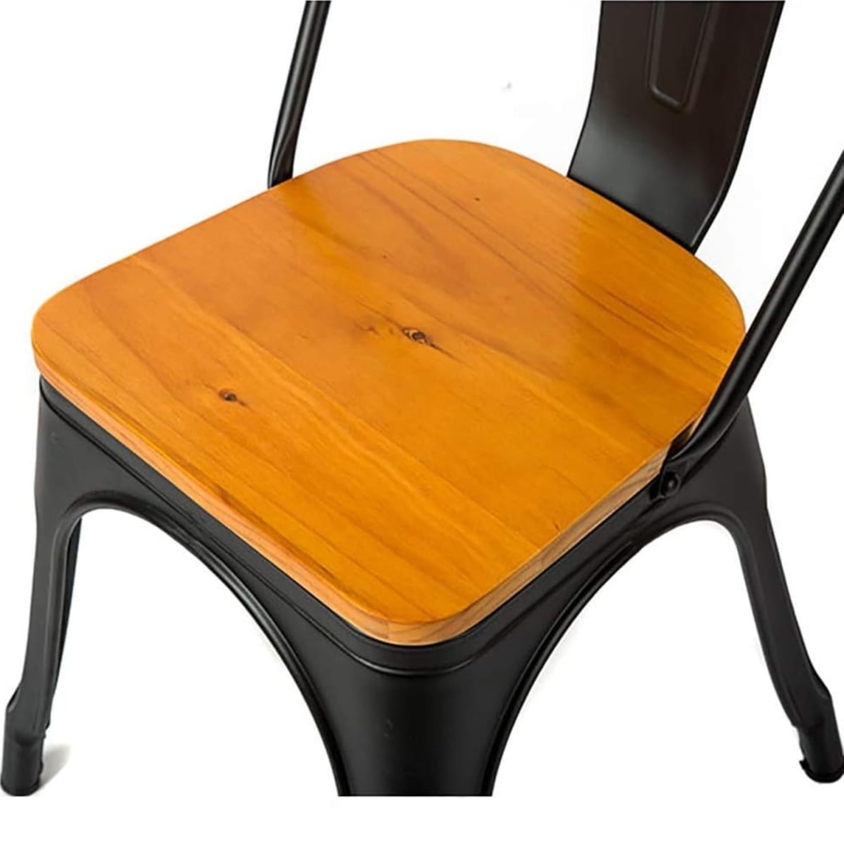 Silla Tolix Negro Asiento de Madera. Sin Caja5