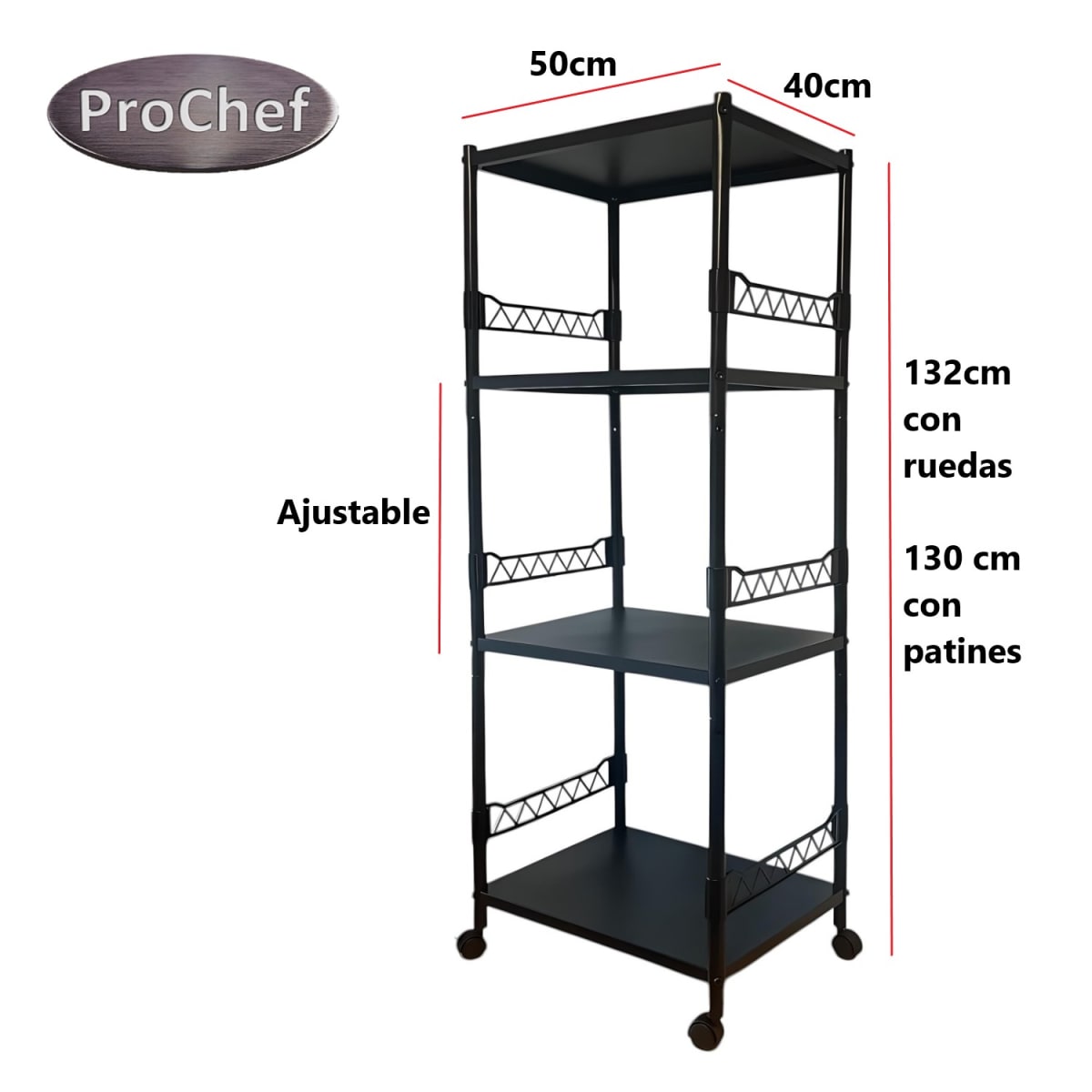 Estante Deco 4 Bandejas Acero 50x40x132 cm7