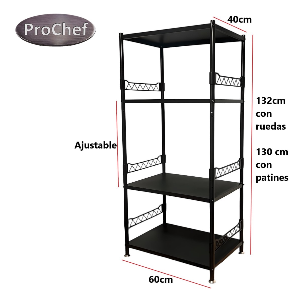 Estante Deco 4 Bandejas Acero 60x40x132 cm8