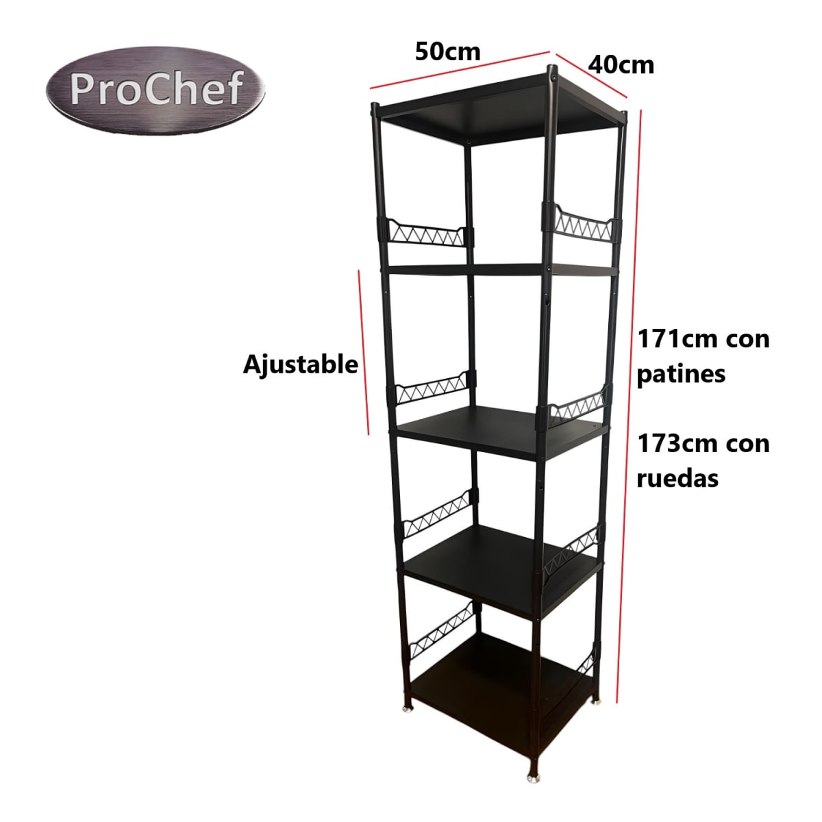 Estante Deco 5 Bandejas Acero 50x40x173 cm8