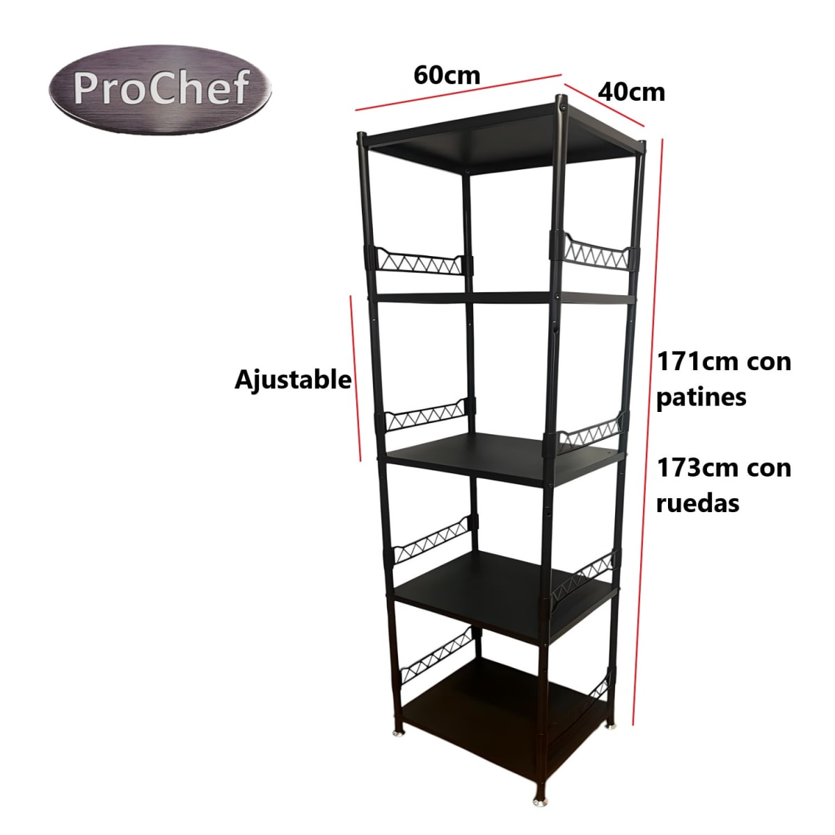 Estante Deco 5 Bandejas Acero 60x40x173 cm8