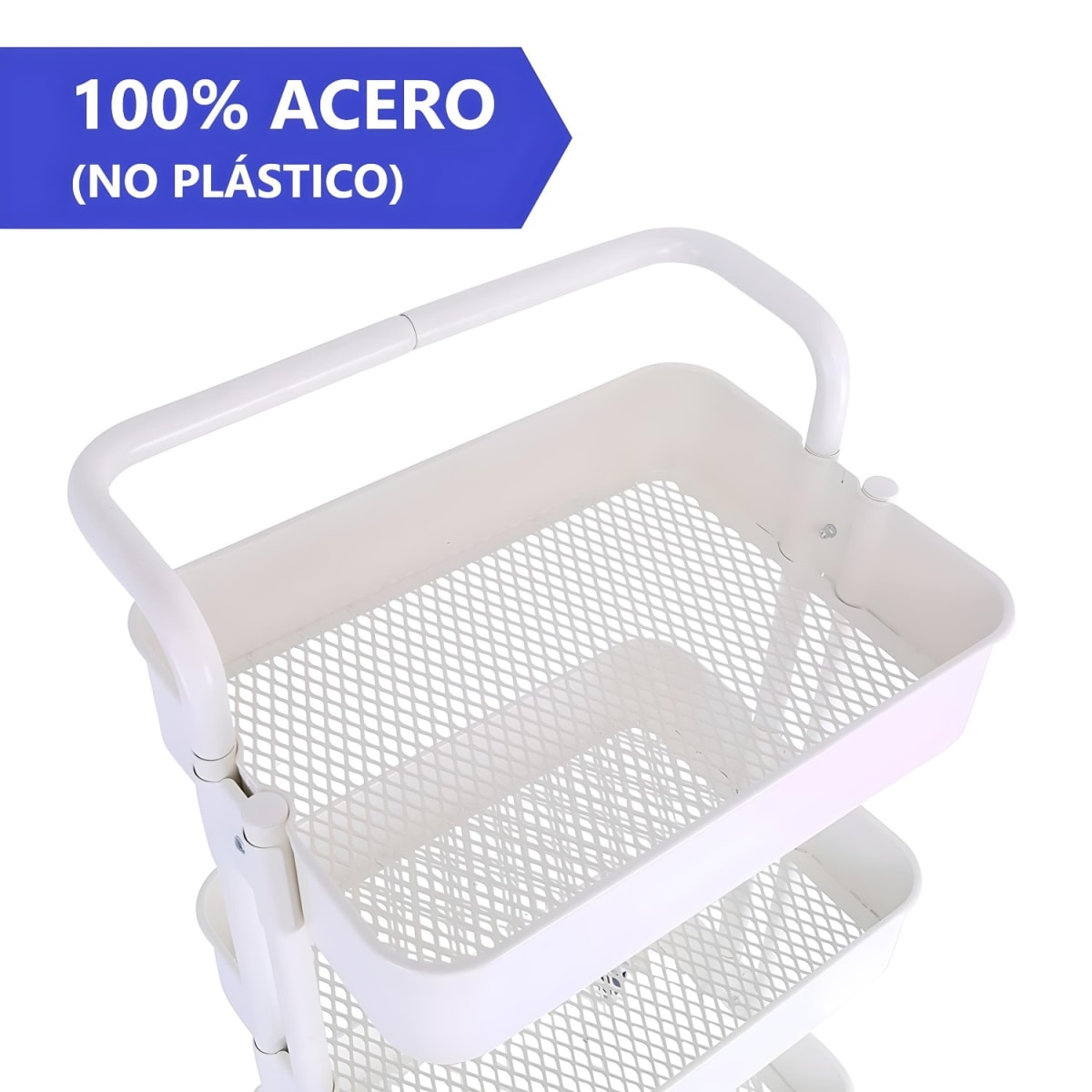 Carro Multiuso Organizador 3 Niveles 100% Acero Blanco2