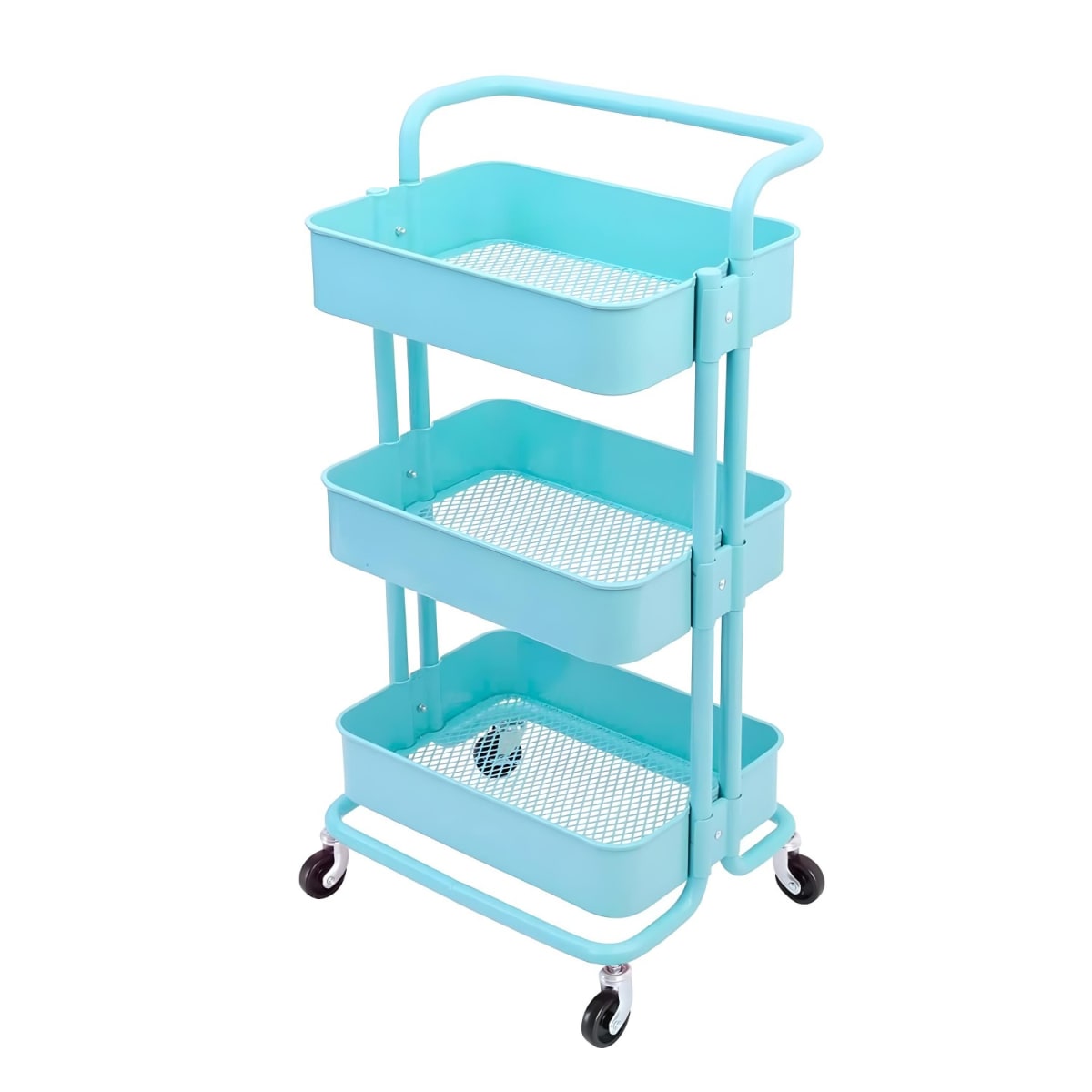 Carro Organizador Multiuso 3 Niveles 100% Acero Turquesa1