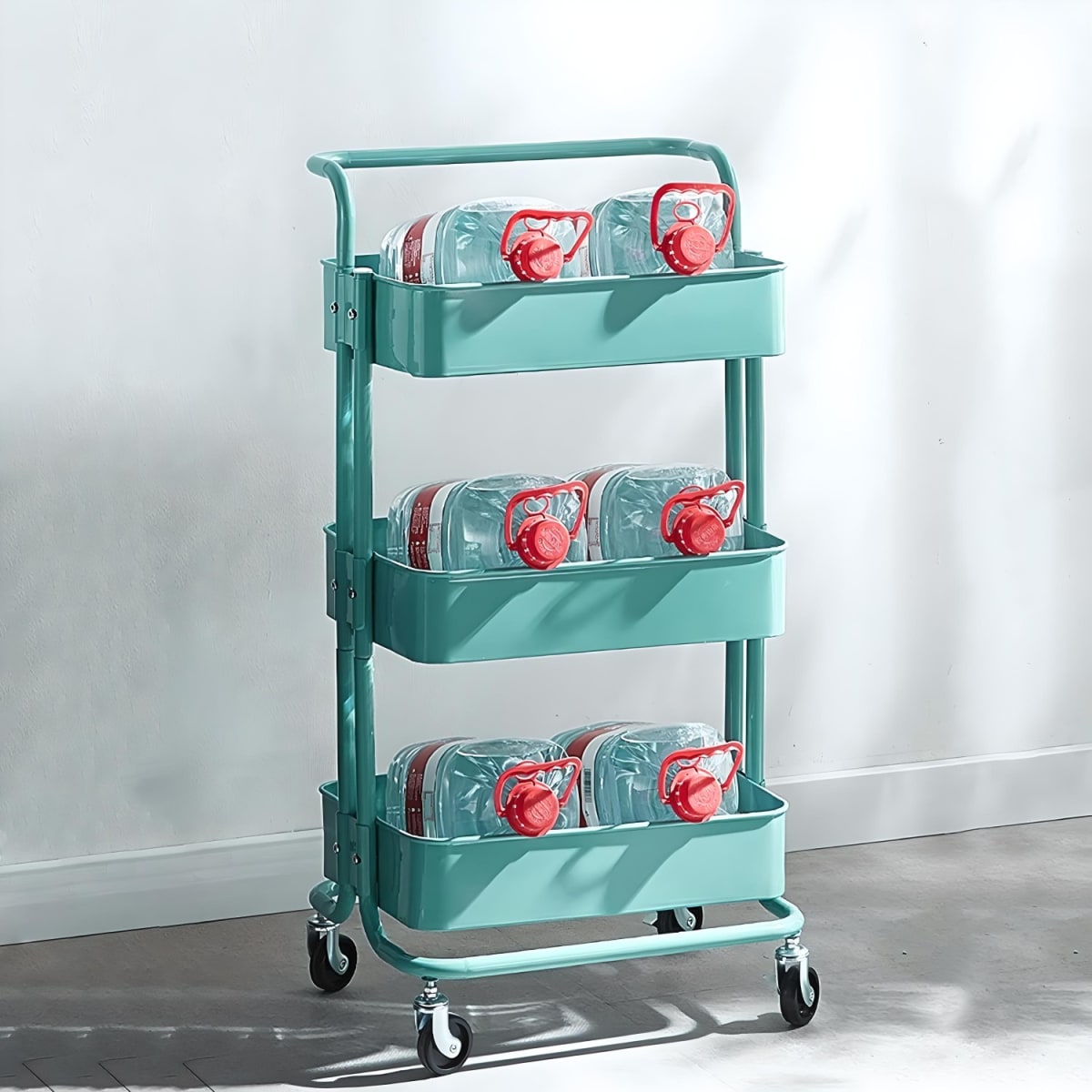 Carro Organizador Multiuso 3 Niveles 100% Acero Turquesa7
