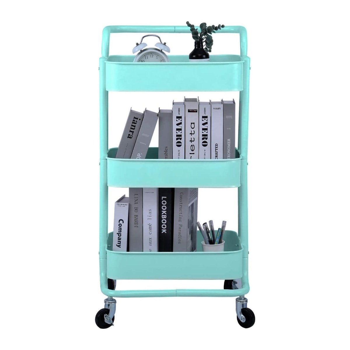Carro Organizador Multiuso 3 Niveles 100% Acero Turquesa3