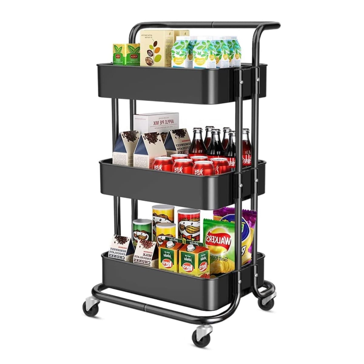 Carro Organizador Multiuso 3 Niveles 100% Acero Negro3