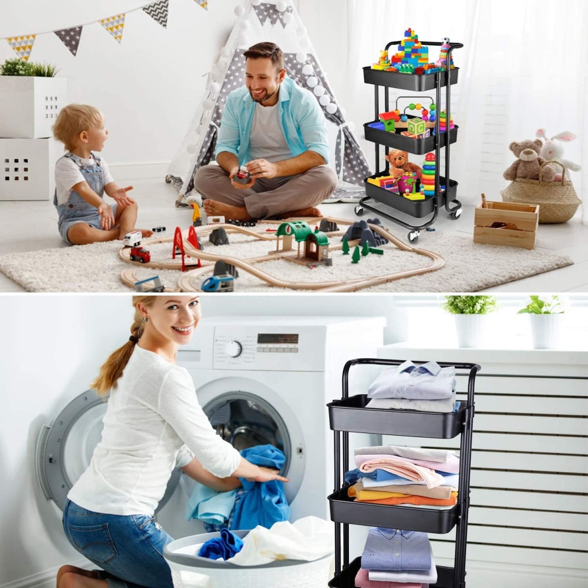 Carro Organizador Multiuso 3 Niveles 100% Acero Negro9