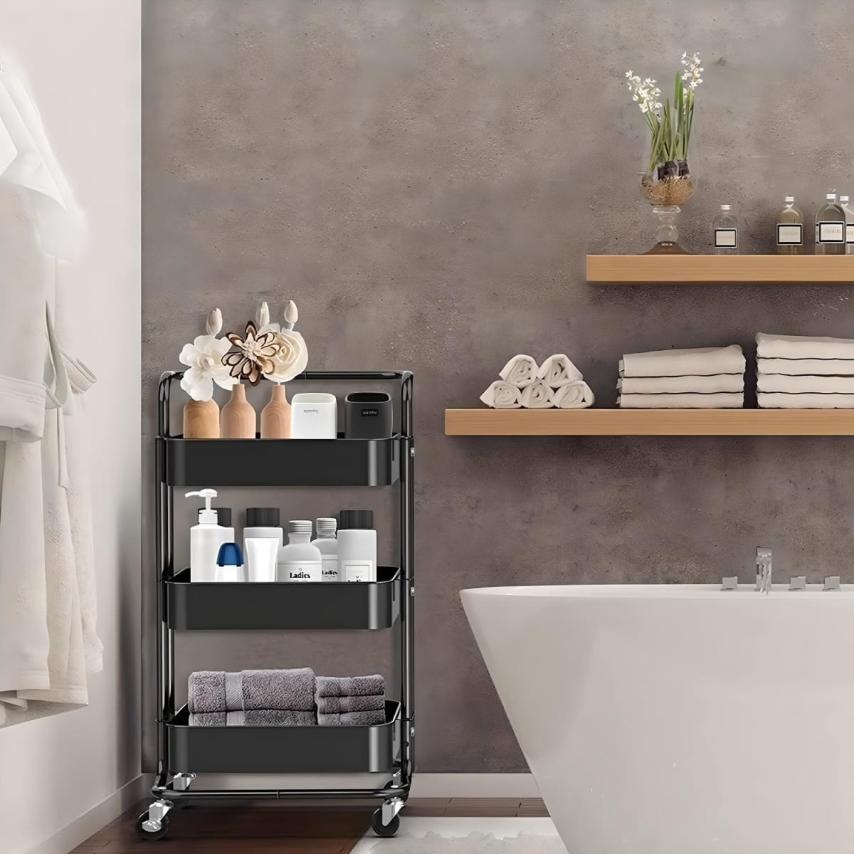 Carro Organizador Multiuso 3 Niveles 100% Acero Negro6