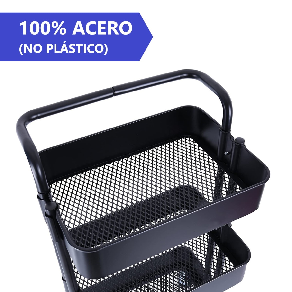 Carro Organizador Multiuso 3 Niveles 100% Acero Negro2