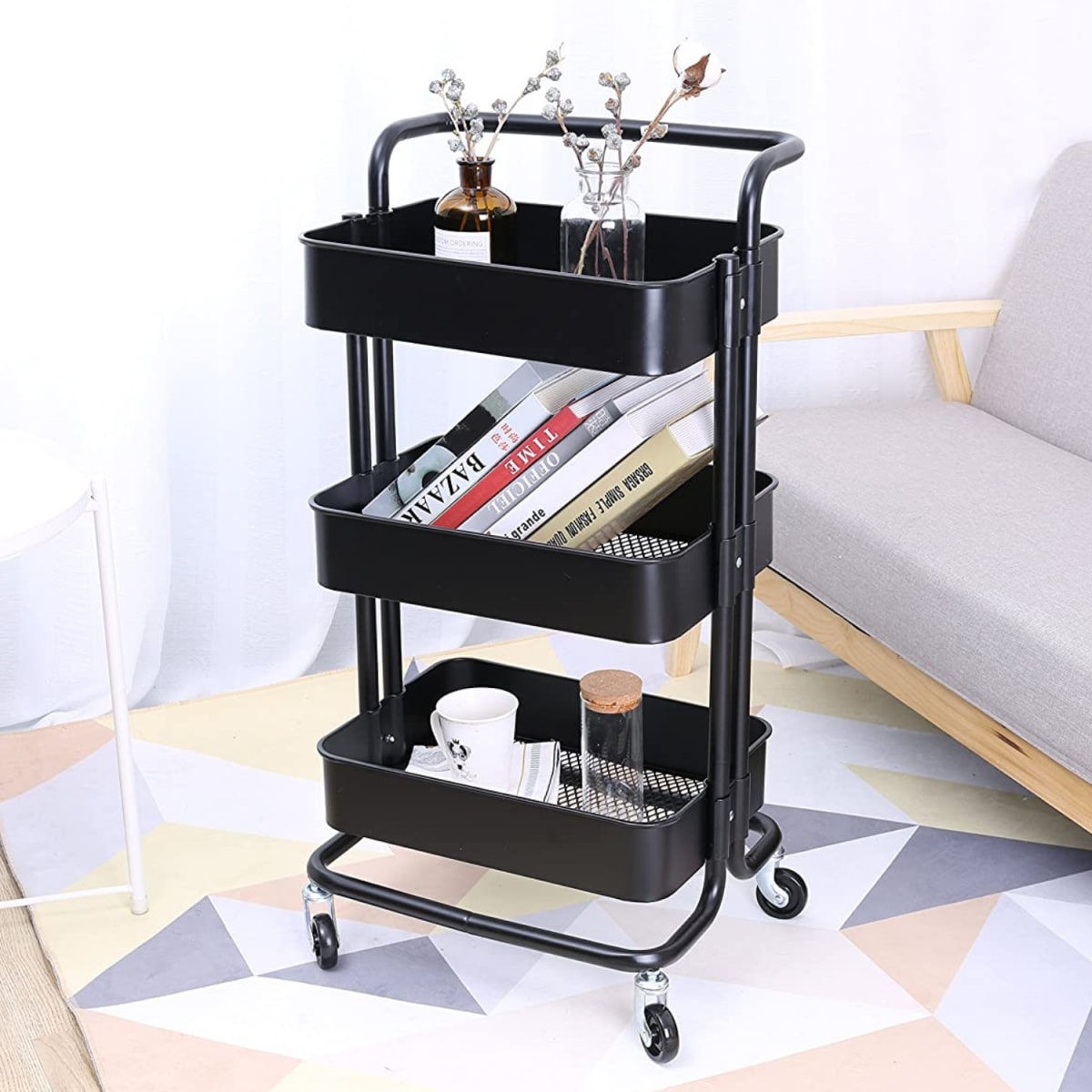 Carro Organizador Multiuso 3 Niveles 100% Acero Negro8