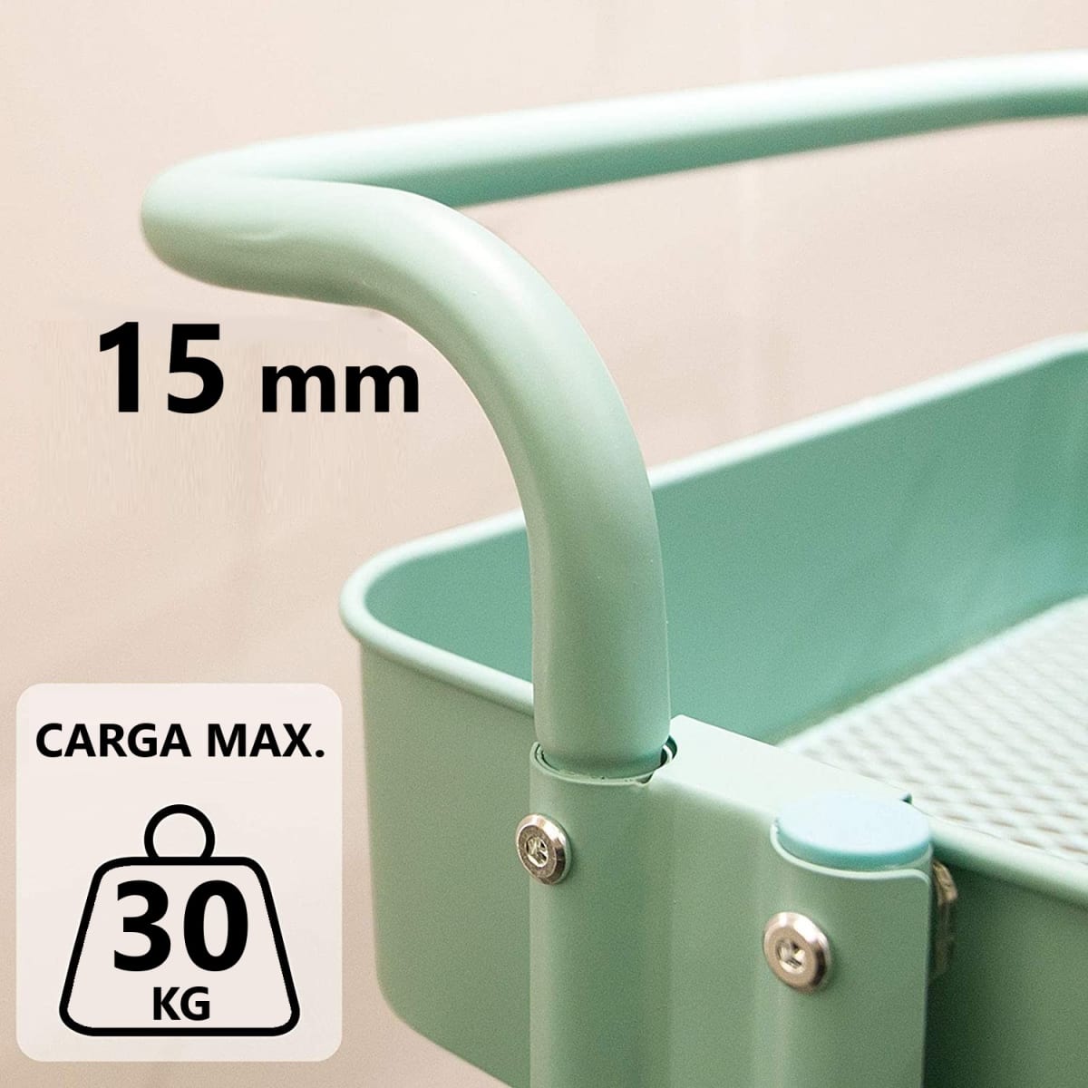 Carro Organizador Multiuso 3 Niveles 100% Acero Verde4