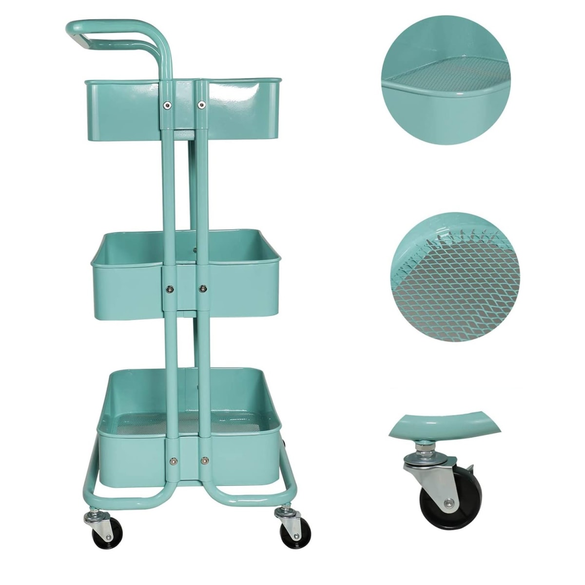 Carro Organizador Multiuso 3 Niveles 100% Acero Verde5
