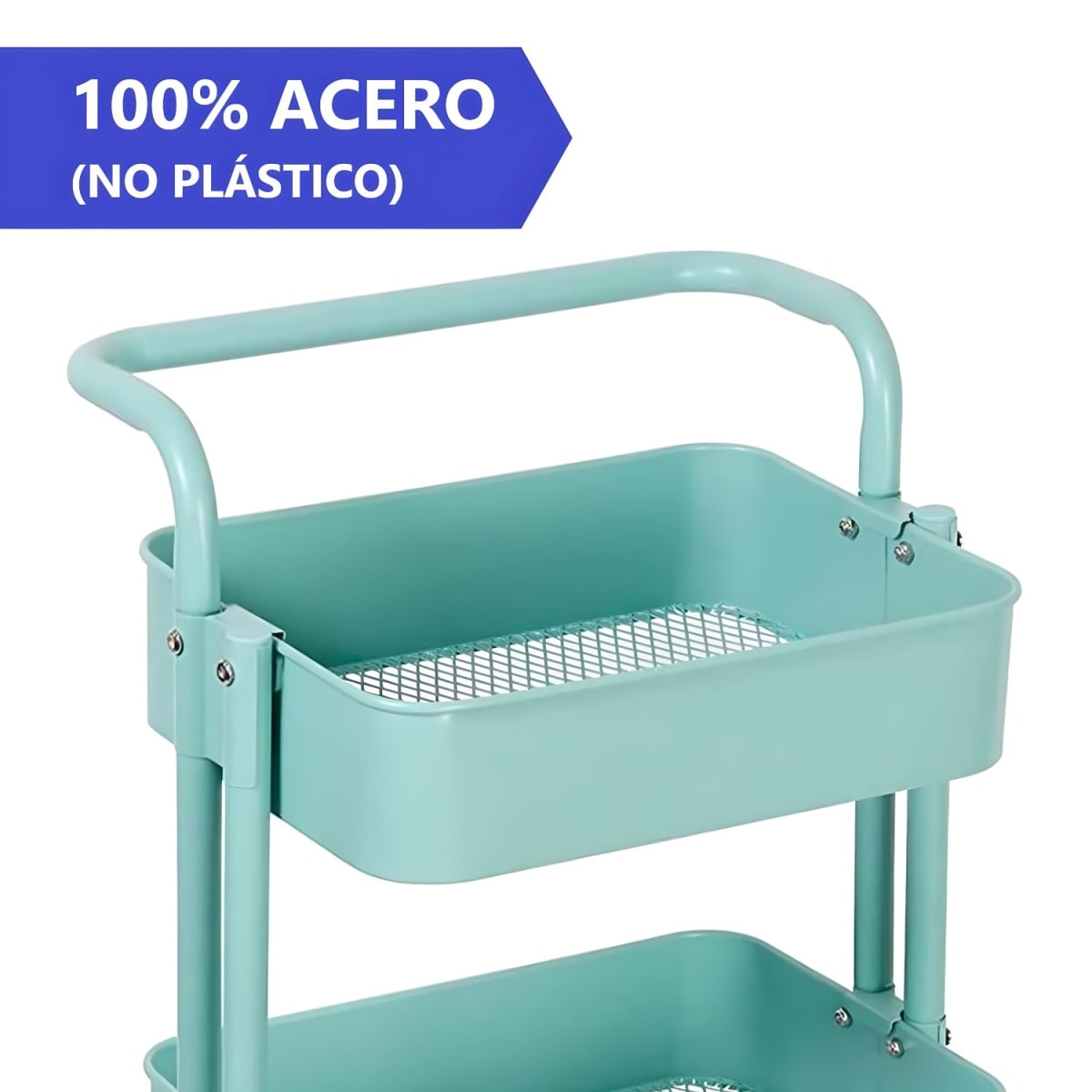 Carro Organizador Multiuso 3 Niveles 100% Acero Verde2