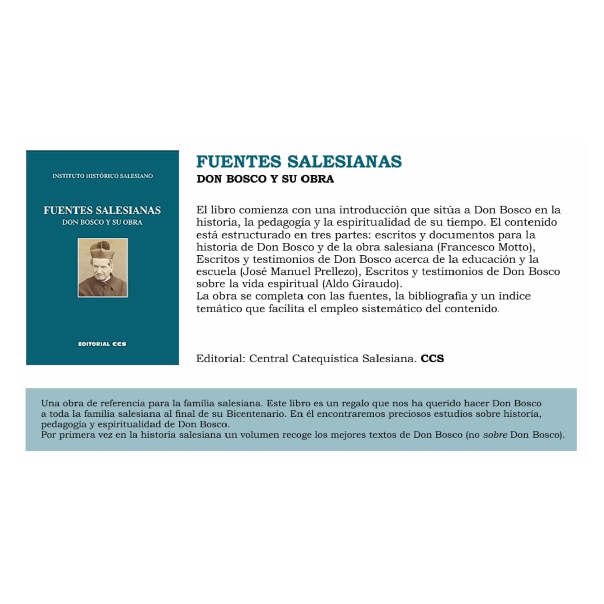 Libro Don Bosco y su obra. Fuentes Salesianas3