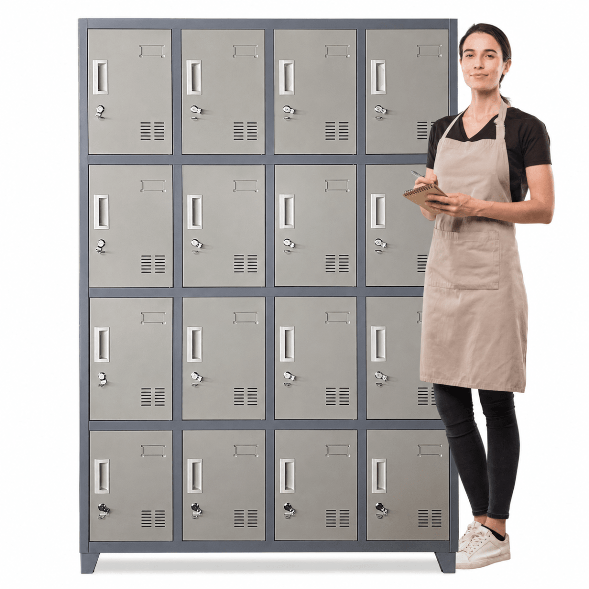 Locker Casillero Metálico 4 cuerpos 16 puertas con patas1