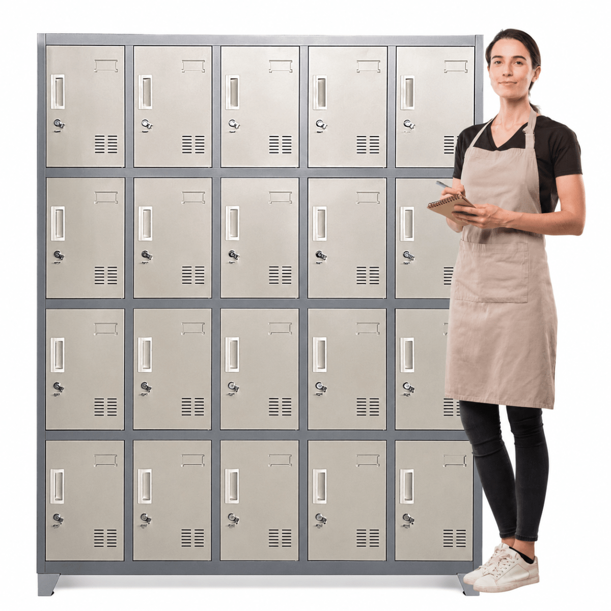 Locker casillero metálico 5 cuerpos 20 puertas con patas1