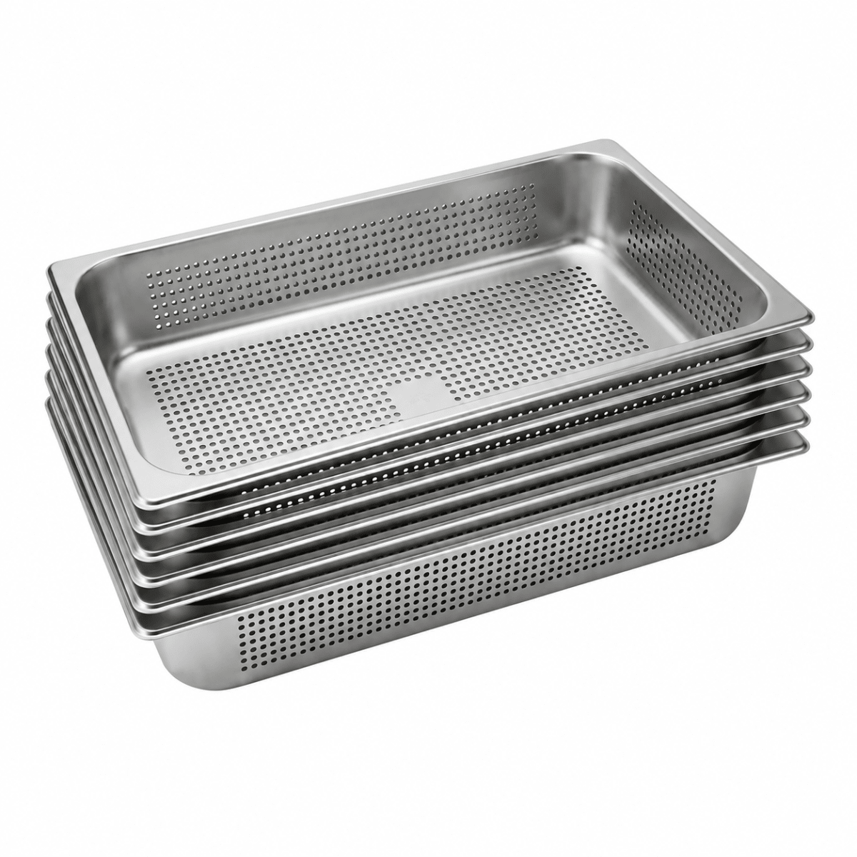 Pack 6 Depositos Gastro GN 1/1 x 100 mm Acero Inox PERFORADO1