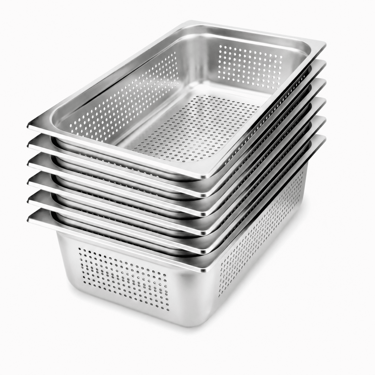 Pack 6 Depositos Gastro GN 1/1 x 150 mm Acero Inox PERFORADO1