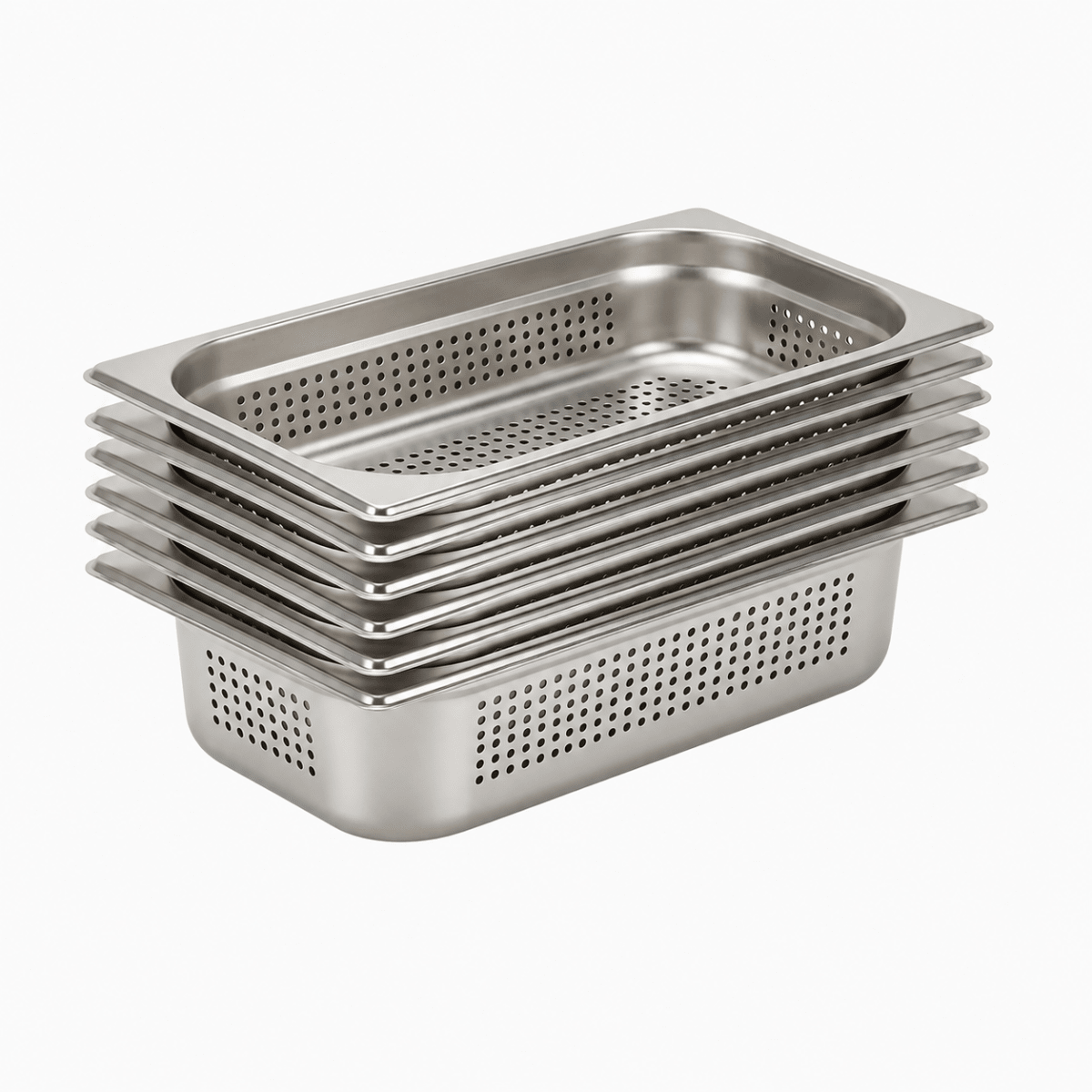 Pack 6 Depositos Gastro GN 1/3x 100 mm Acero Inox PERFORADO1