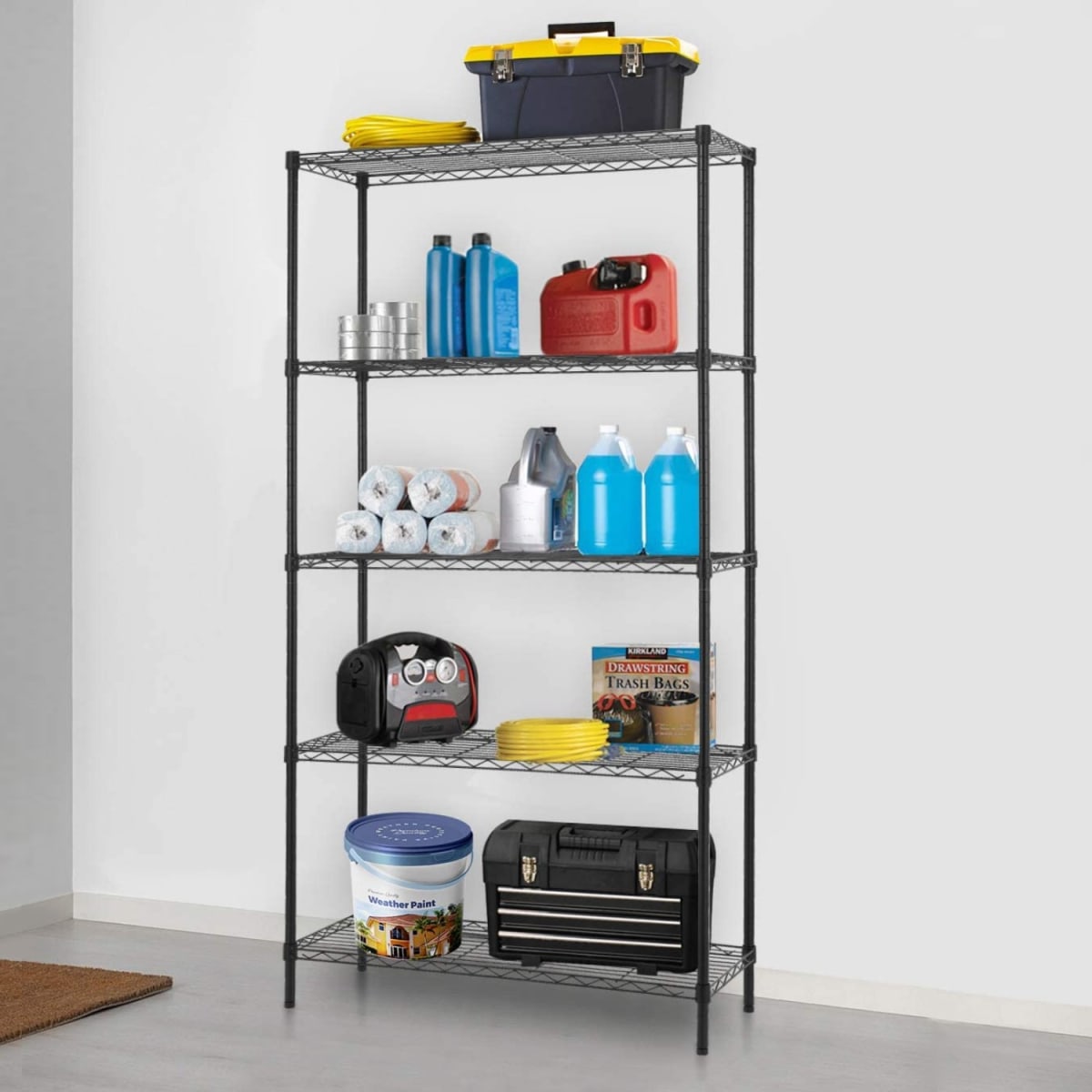 Estante 90x35x180 cm. Acero Negro 5 bandejas. Capacidad 600 kg.5