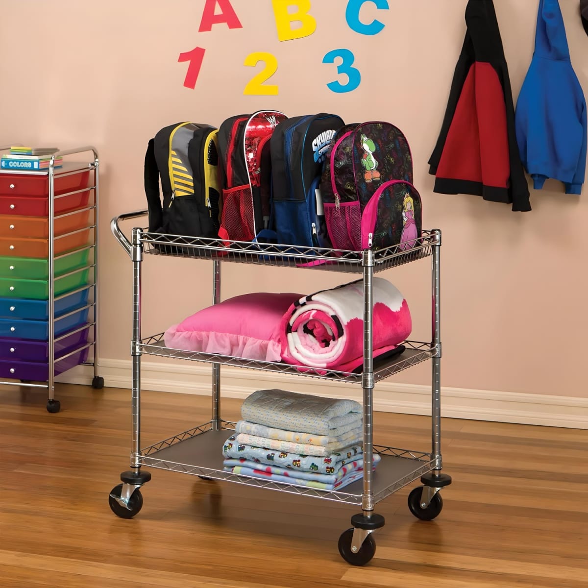 Carro Multiuso 90x45x100 cm. Acero Cromado 3 Niveles CJ-A15236