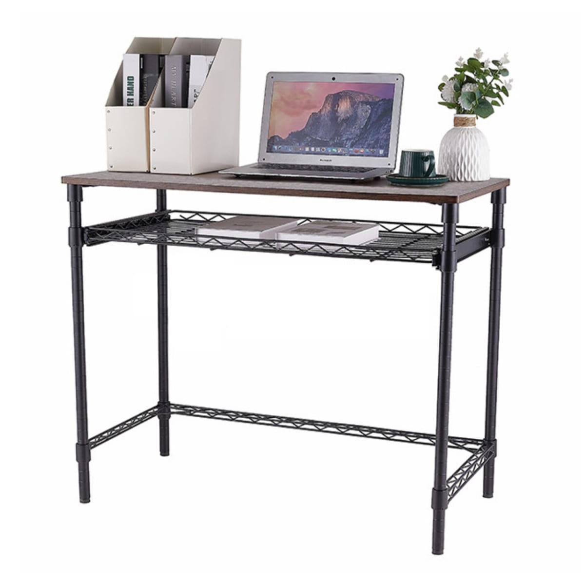 Mesa Esctritorio 91x46x76 cm Acero Pintado Cubierta Madera4