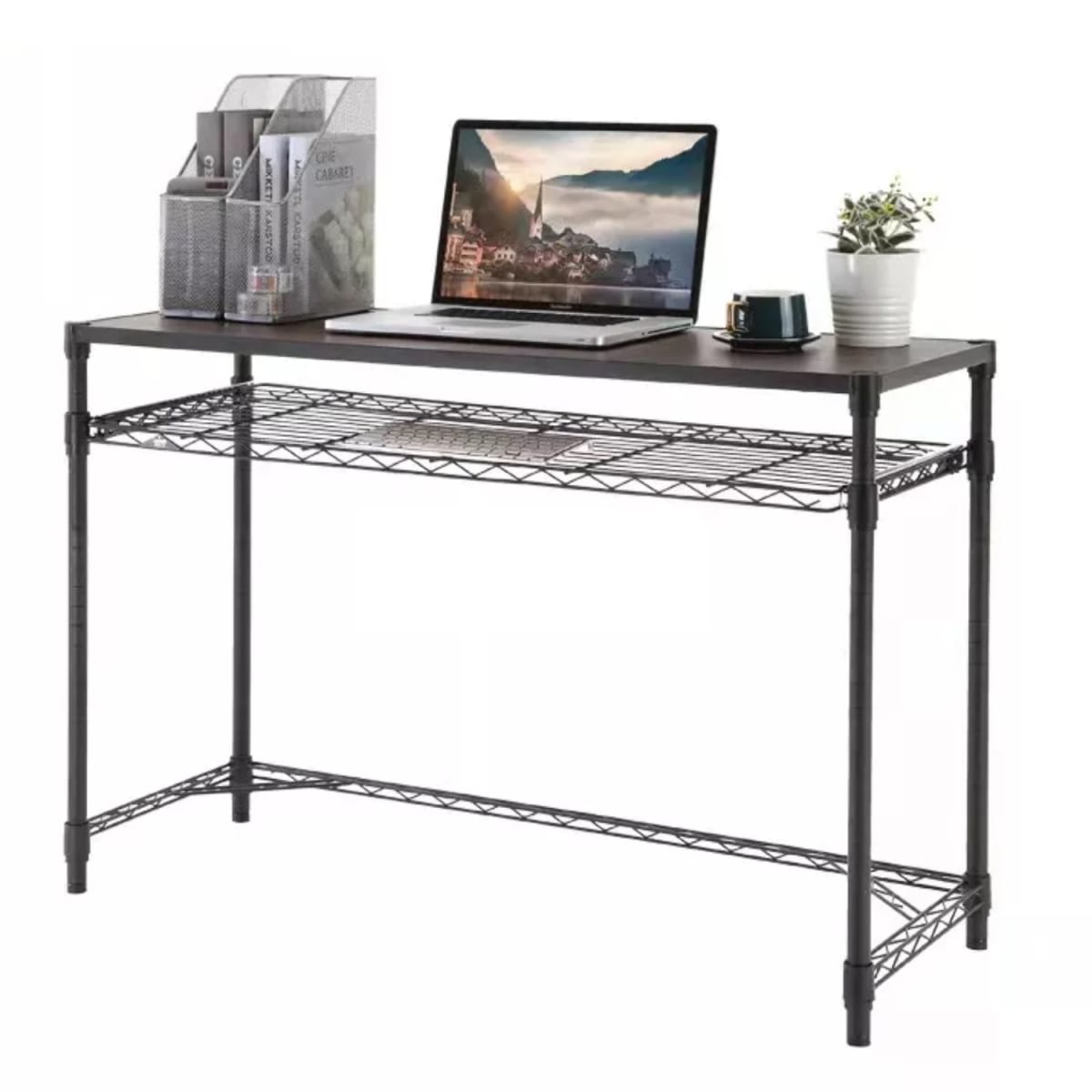 Mesa Esctritorio 91x46x76 cm Acero Pintado Cubierta Madera1