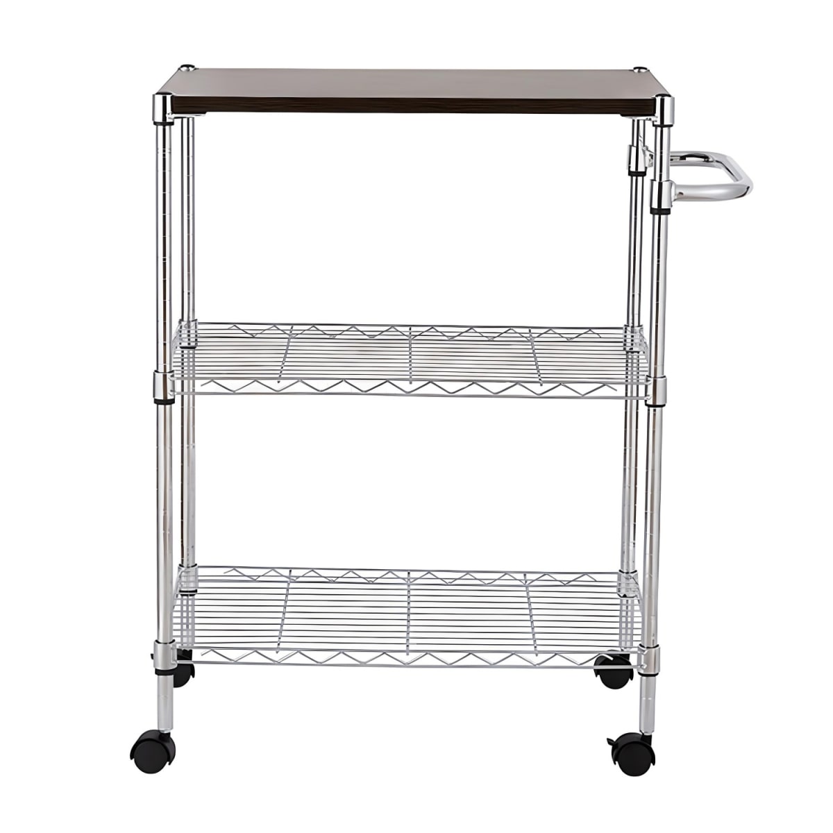 Carro Multiuso 60x35x75 cm Acero Cromado Cubierta Madera4