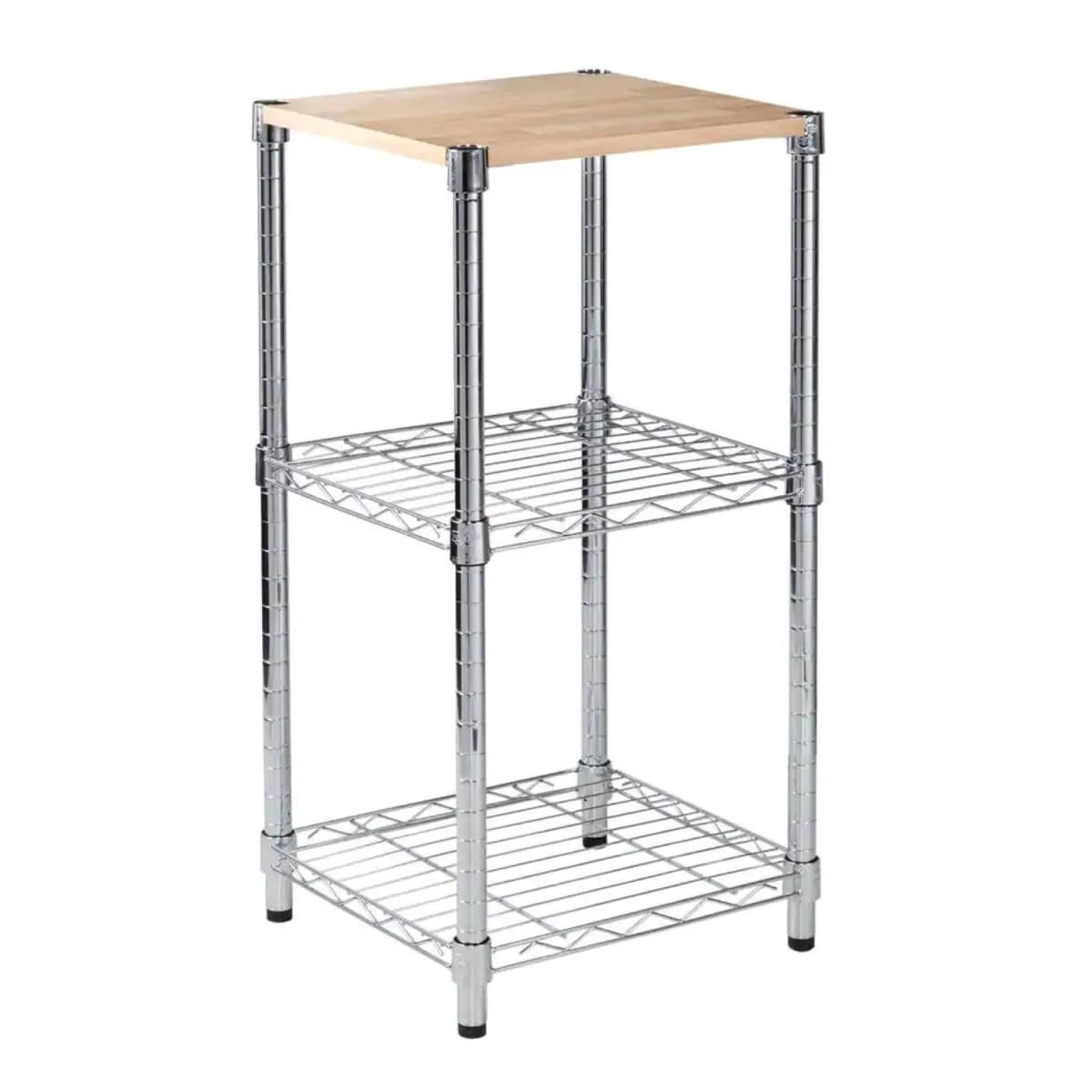 Mesa de apoyo 35x35x70 cm Acero Cromado Cubierta MDF2