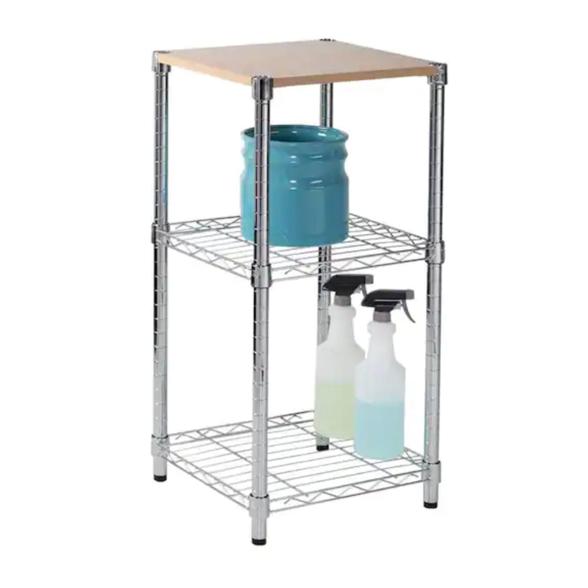 Mesa de apoyo 35x35x70 cm Acero Cromado Cubierta MDF6