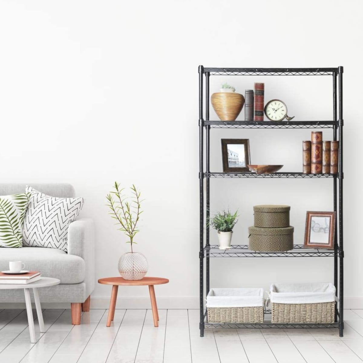 Estante 75x35x150 cm. Acero Pintado Negro 5 bandejas Cap. 150 kg.5