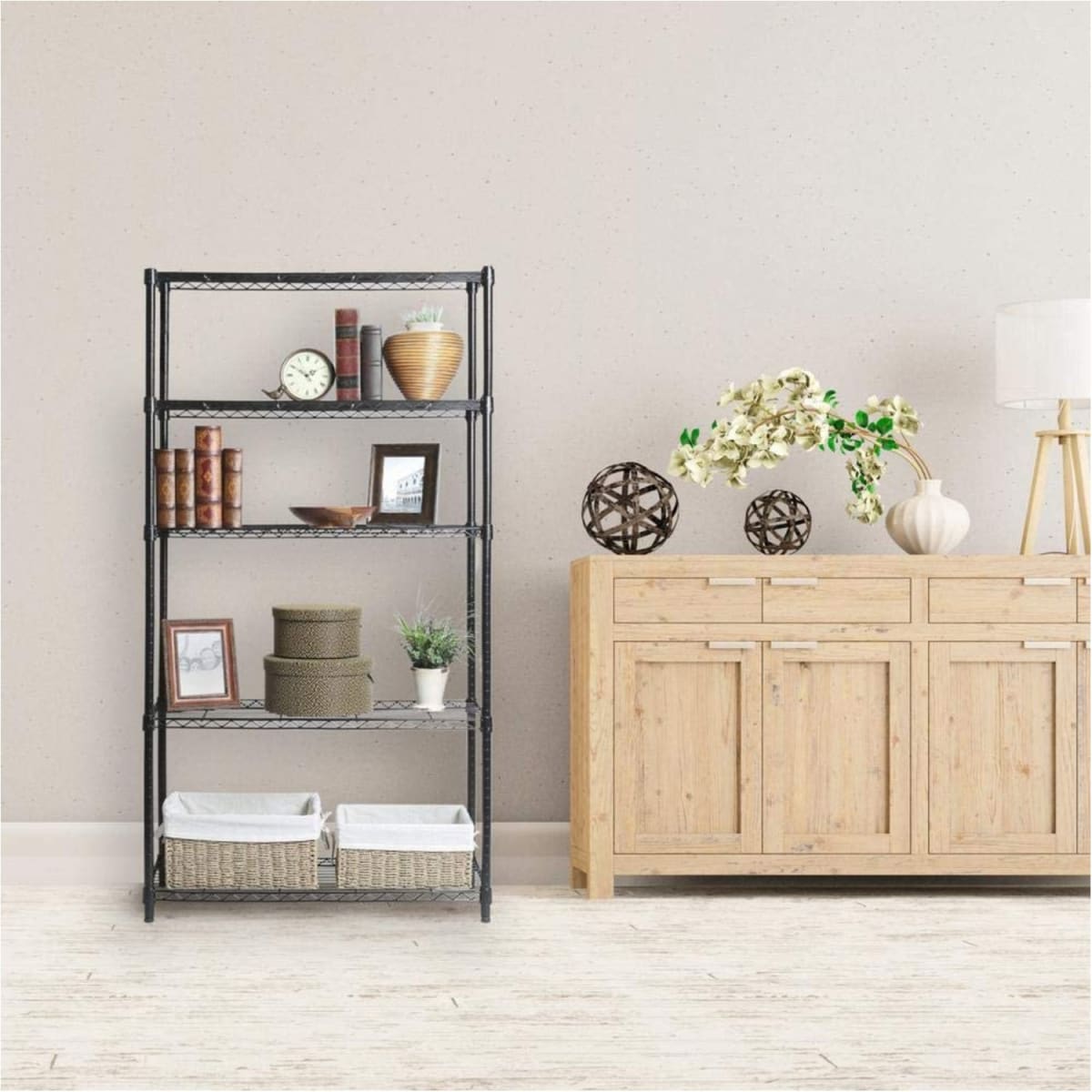 Estante 75x35x150 cm. Acero Pintado Negro 5 bandejas Cap. 150 kg.6