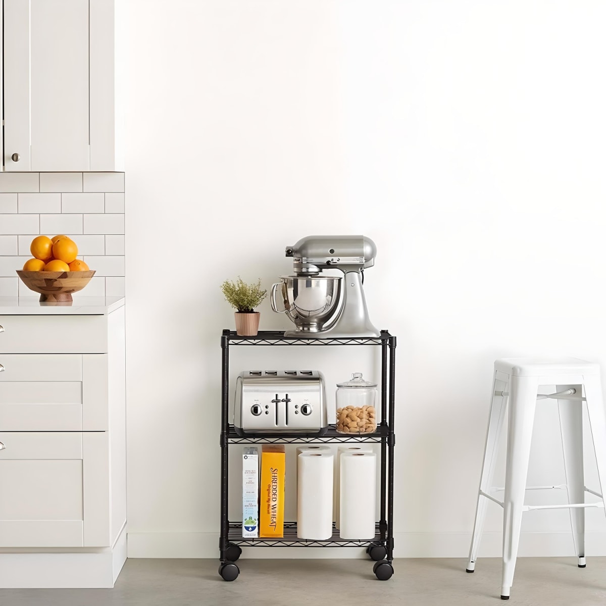 Carro Organizador 3 niveles 60x35x81 cm. Acero Negro3