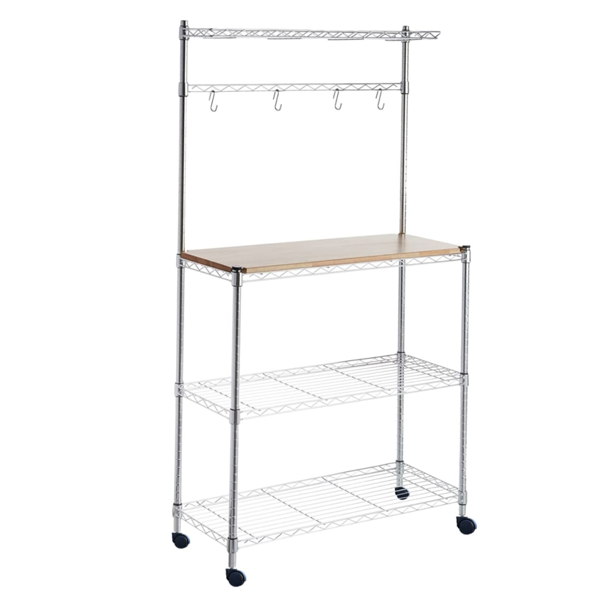 Mesa con Repisas 60x35x124 cm. Con Ruedas. Acero Cromado Cubierta MDF3