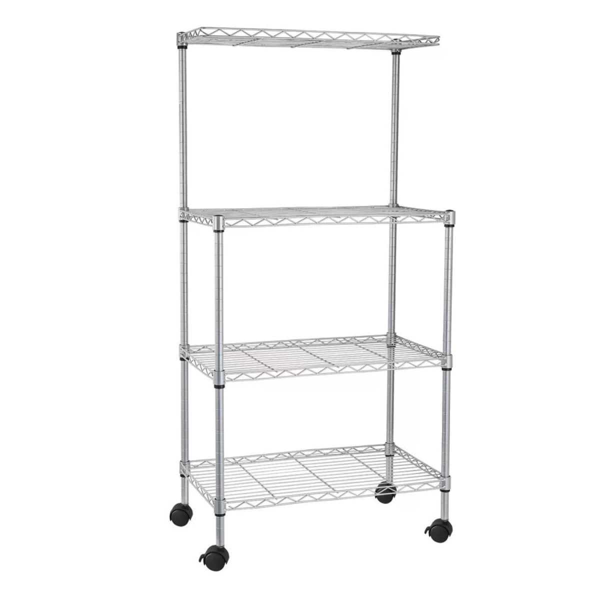 Mesa con Repisas 60x35x124 cm. Con Ruedas. Acero Cromado Cubierta MDF4