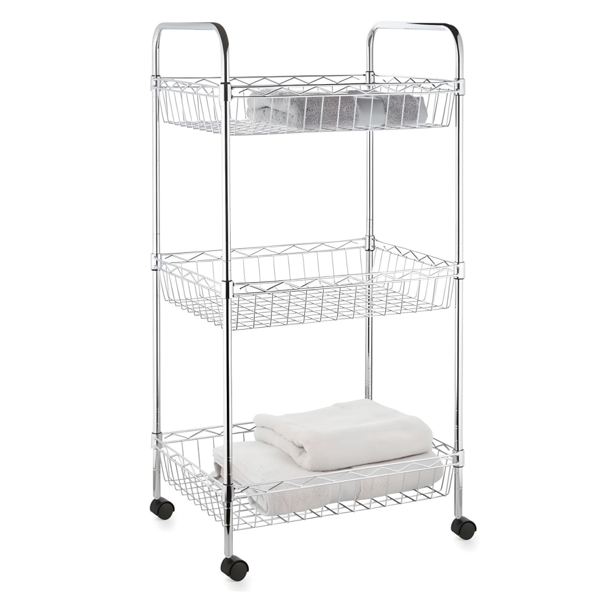 Carro Multiuso 45x35x85 cm Acero Cromado 3 Canastos. Cap. 120 kg3