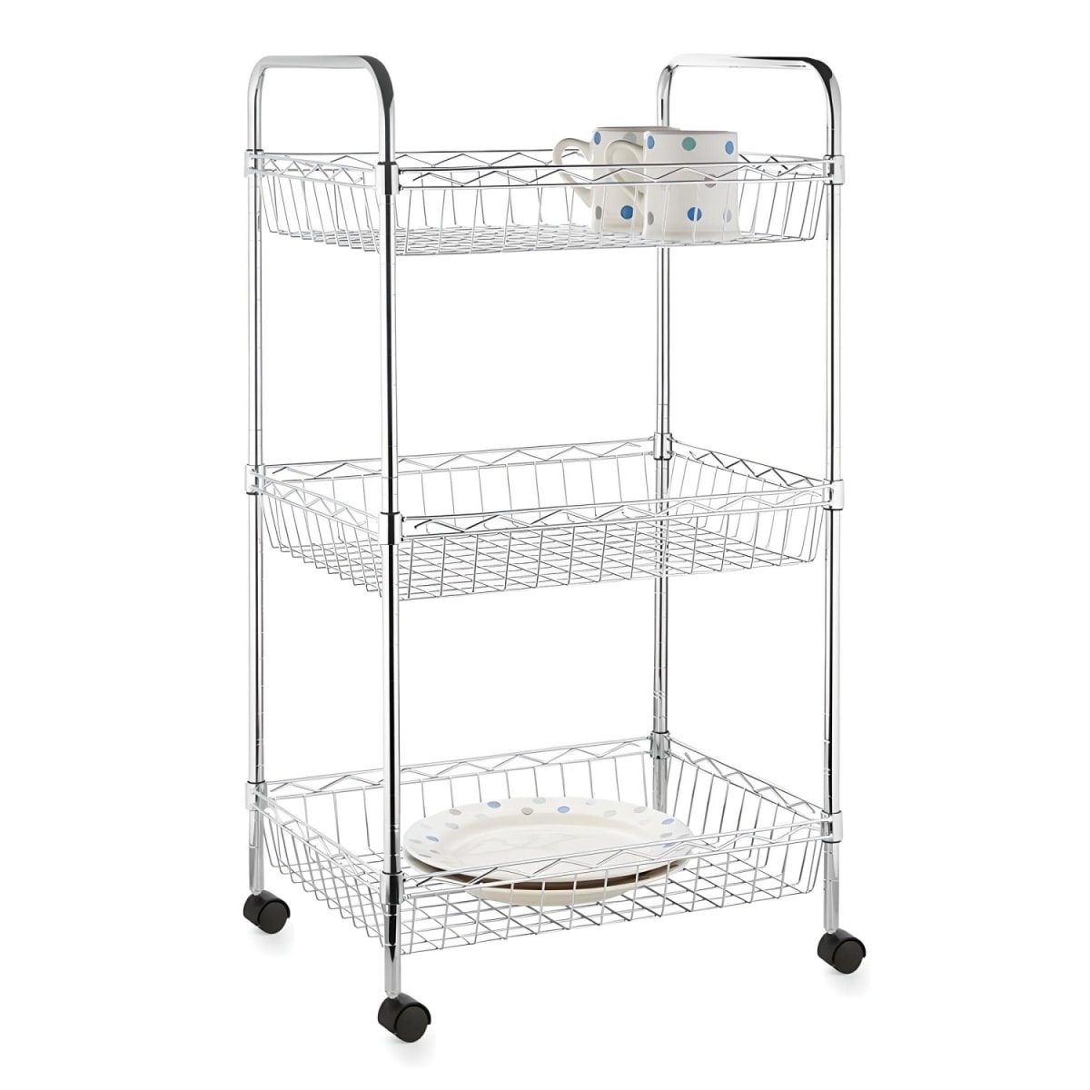 Carro Multiuso 45x35x85 cm Acero Cromado 3 Canastos. Cap. 120 kg4