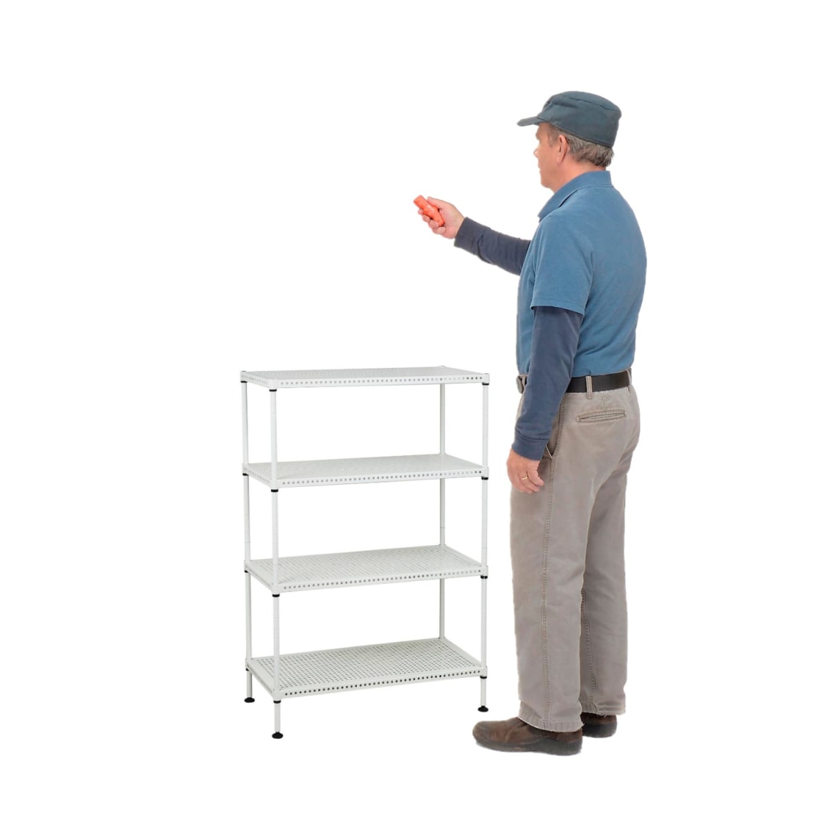 Estante Acero Perforado 4 Bandejas. Blanco 60x30x90 cm. Cap. 200 kg.2