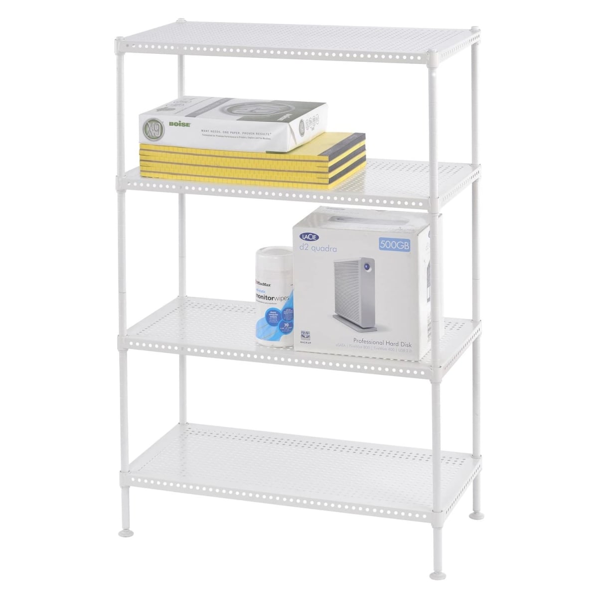Estante Acero Perforado 4 Bandejas. Blanco 60x30x90 cm. Cap. 200 kg.1