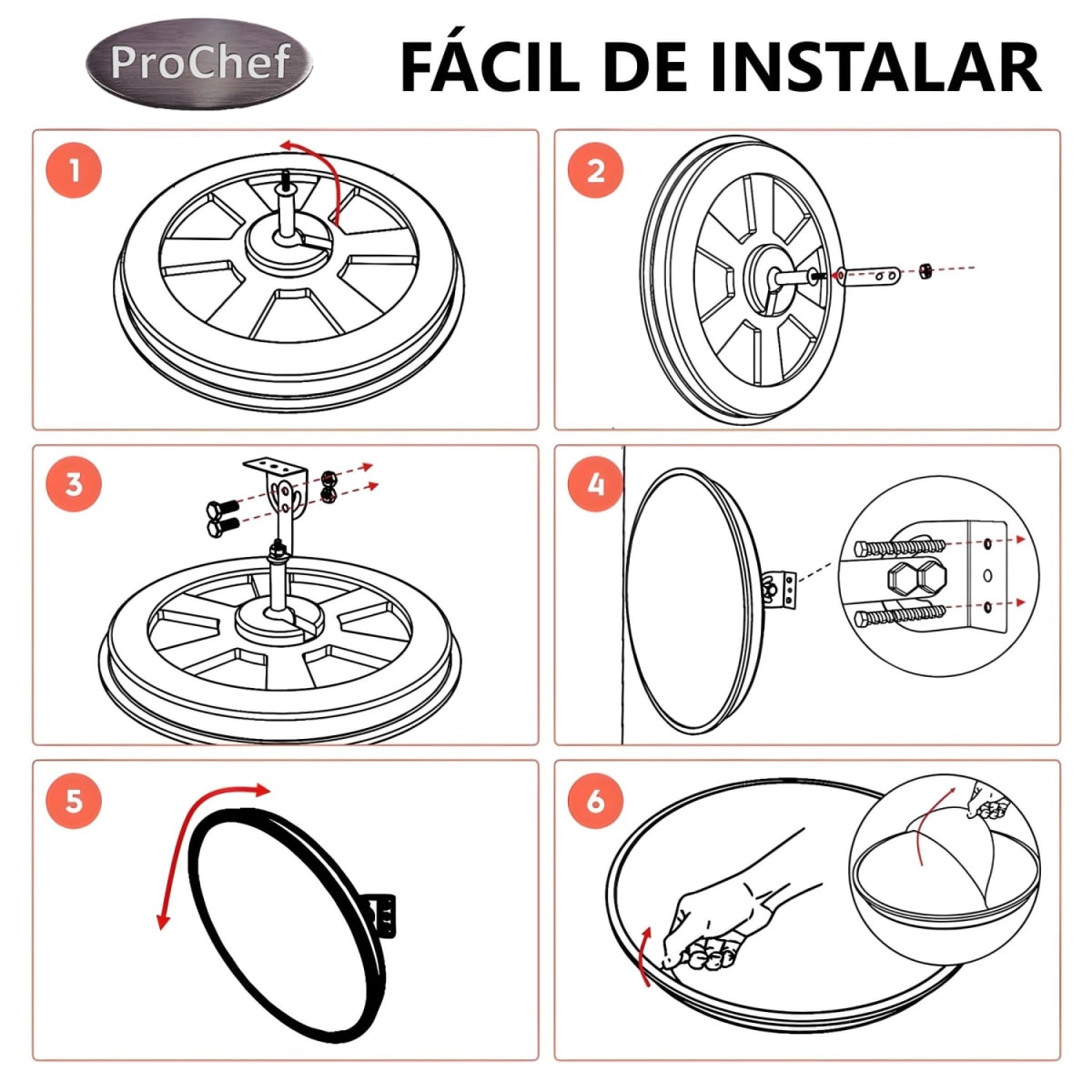 Espejo ProChef 30 Cm. Curvo Convexo para Muro6