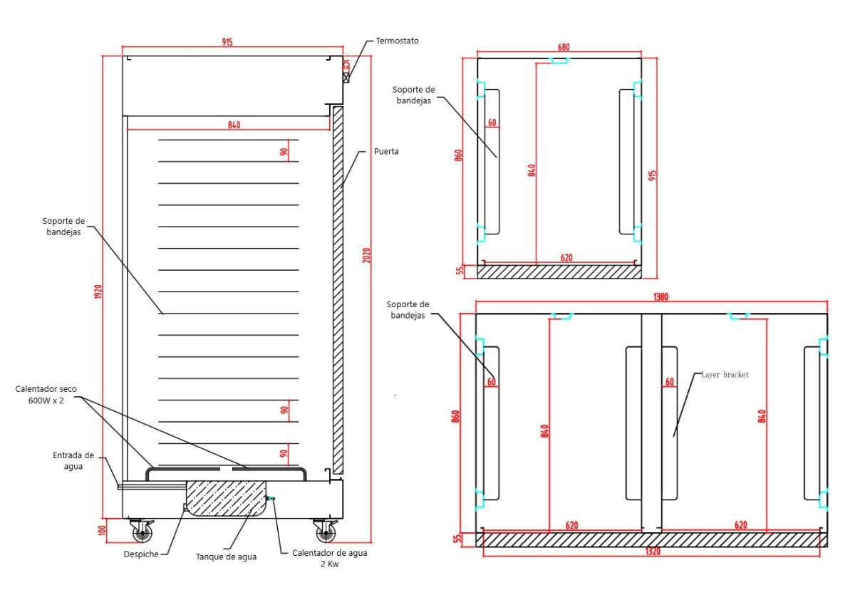 Camara Fermentadora 16 bandejas 68x58  ó 32 bandejas 60x408