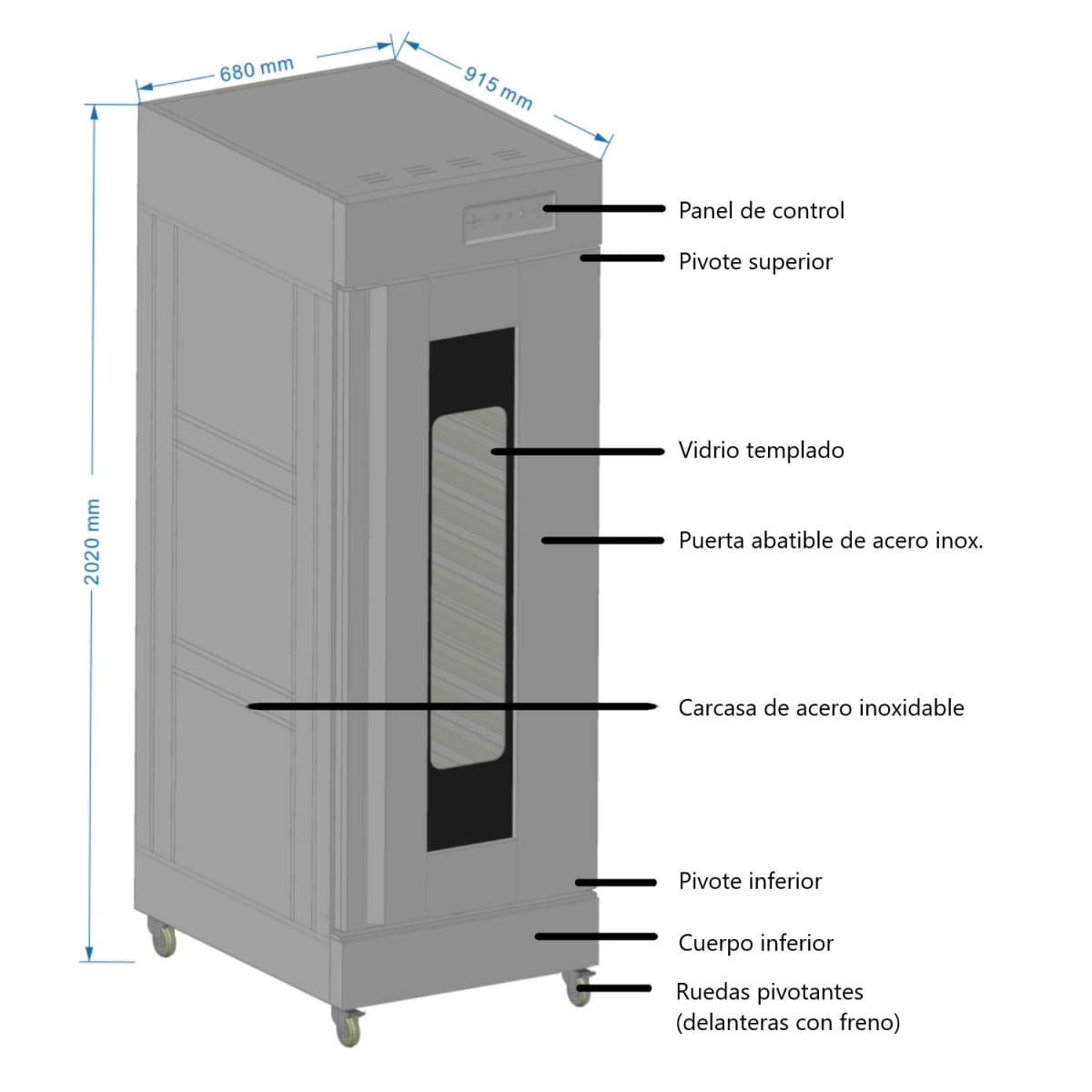 Camara Fermentadora 32 bandejas 68x58  ó 64 bandejas 60x408
