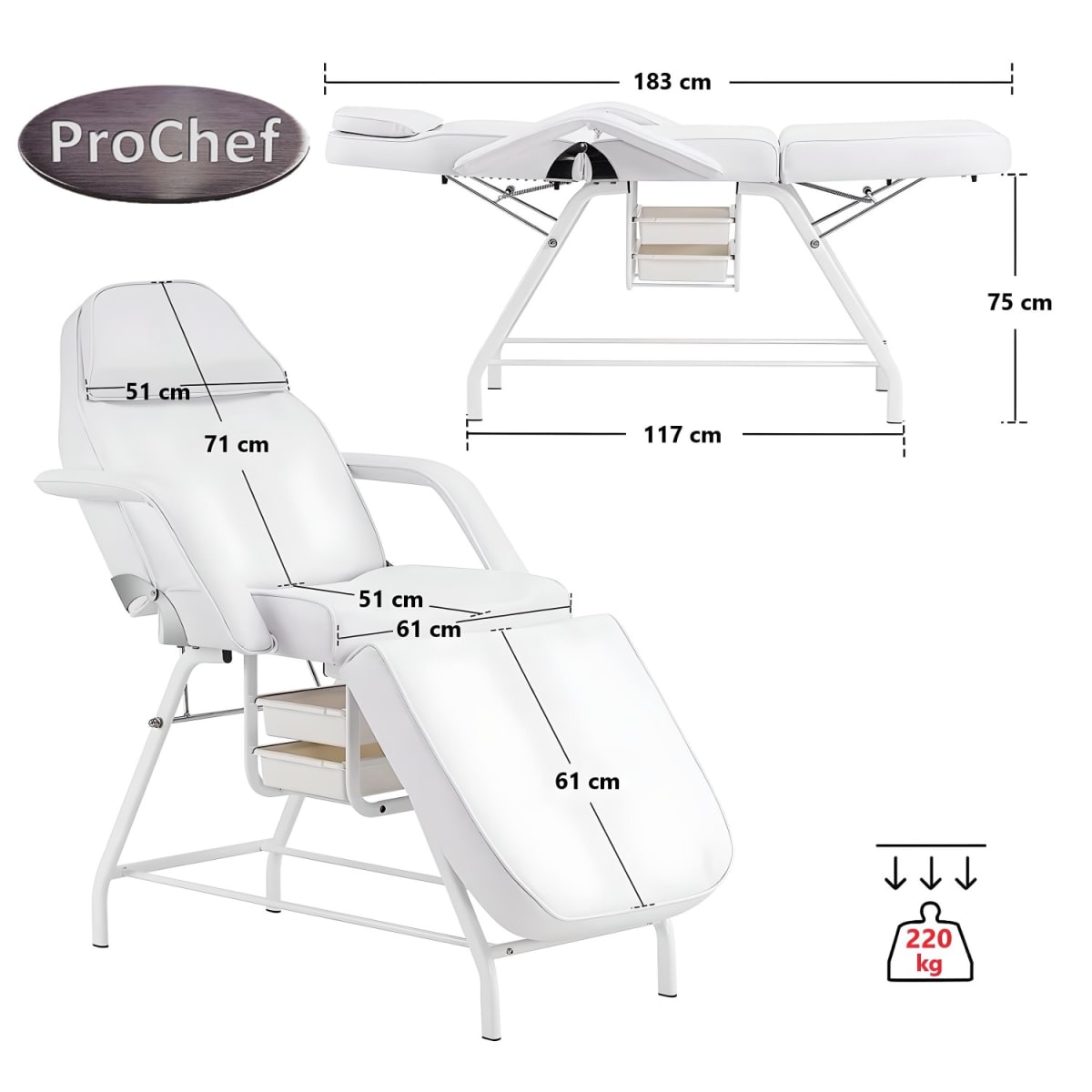 Camilla de Masaje Reclinable con Bandejas Inferiores3