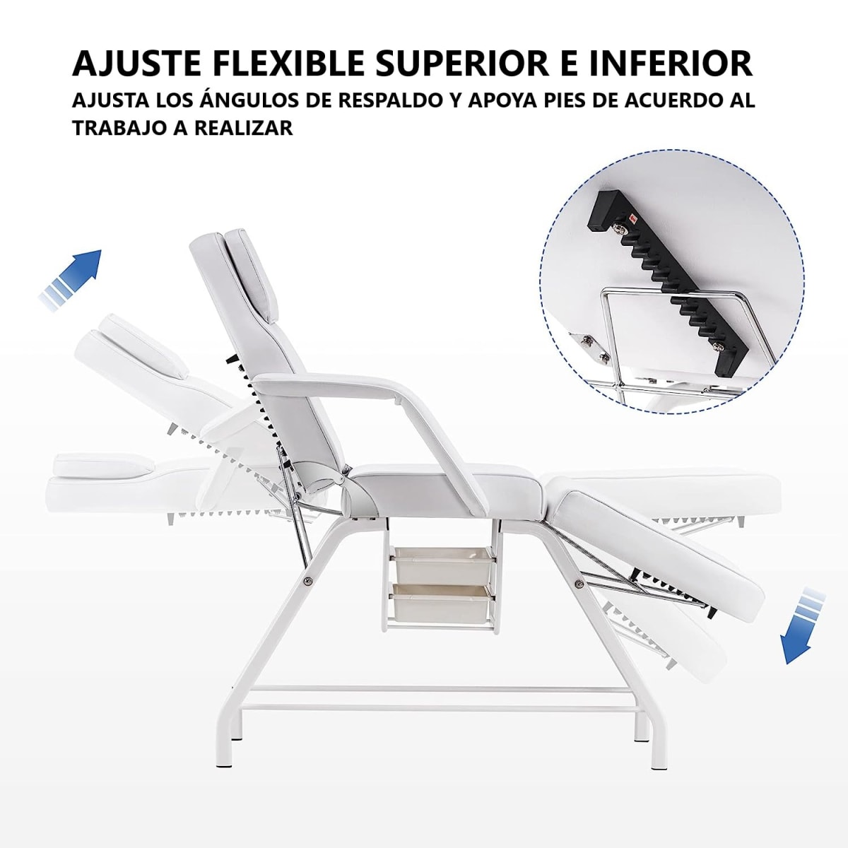 Camilla de Masaje Reclinable con Bandejas Inferiores5