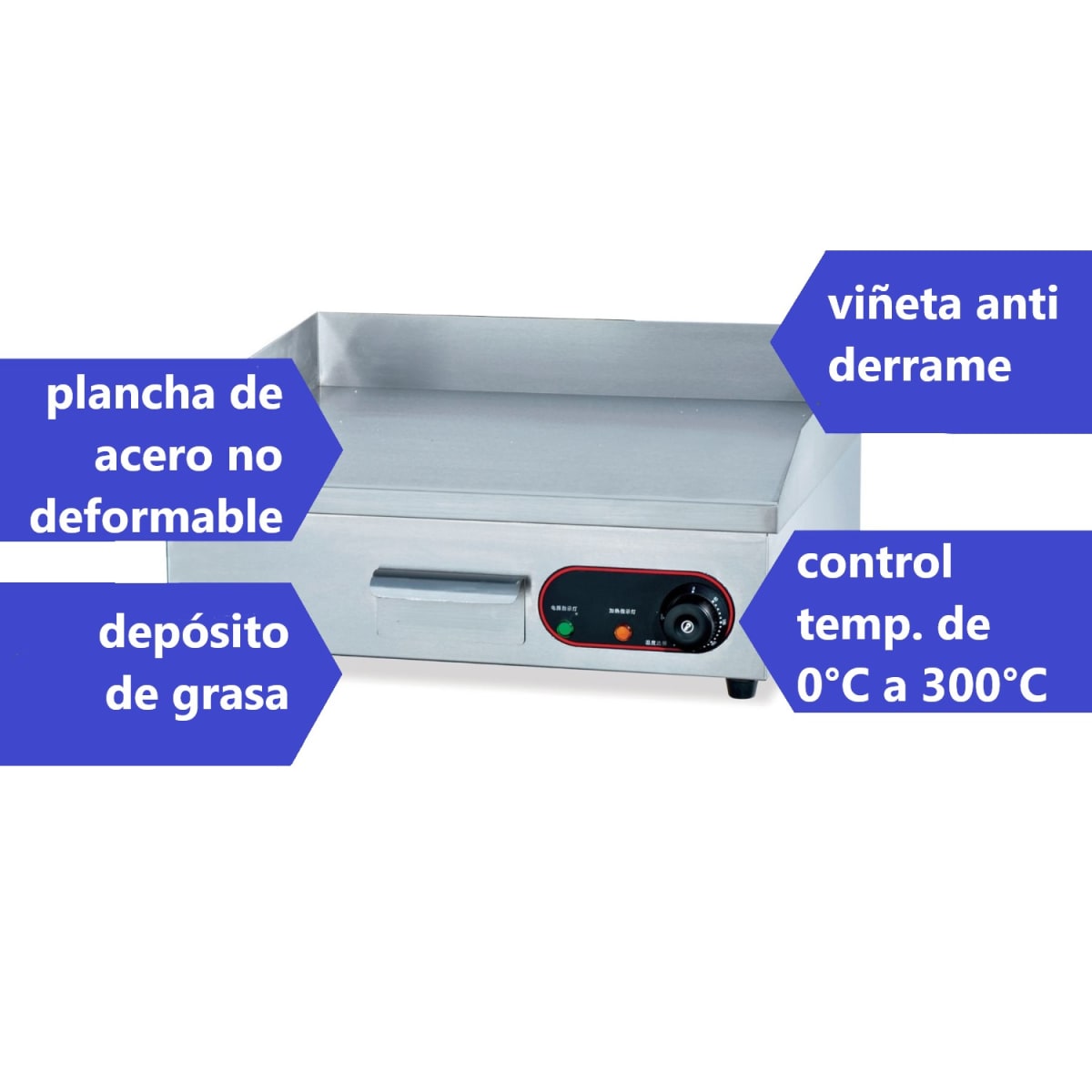 Plancha Churrasquera Eléctrica 55 x 35 cm. Ac Inox9