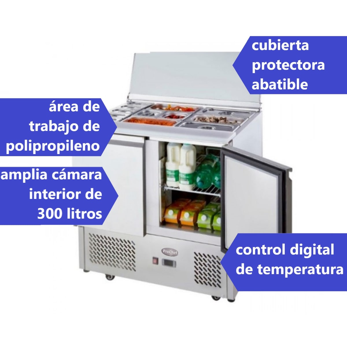 Mesón Refrigerado Saladette 90 Cm. 300 Lt. Ac.Inox8