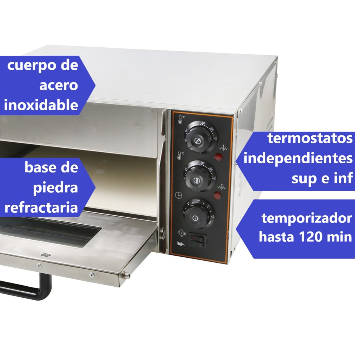 Horno ProChef Pizzero Eléctrico 1 Cámara 40x40 cm.4