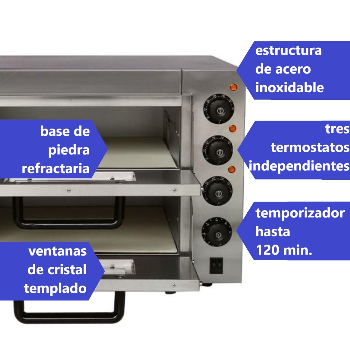 Horno ProChef pizzero electrico 2 camaras 40x40 cm4