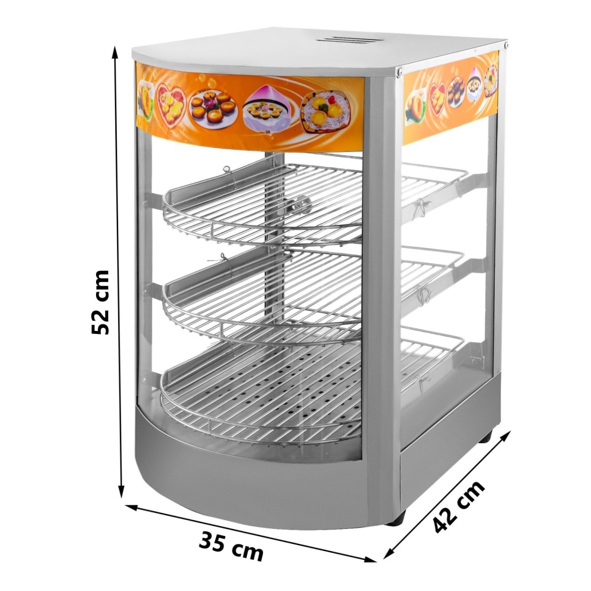 Vitrina de Calor Sobremesa 35 cm. Acero Inox. ET-LD-1P6